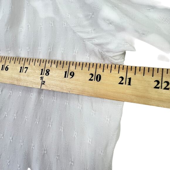 Knox Rose Embroidered Bohemian Style White Top 3/4 Sleeve V-neck Button Front, M - Picture 11 of 11